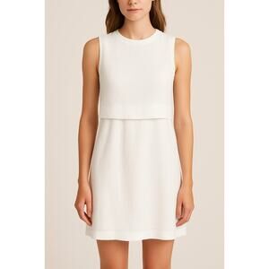 Helmut Lang Tiered Sheer Blouson Dress 0 White Bridal Minimal Clean Quiet Luxury